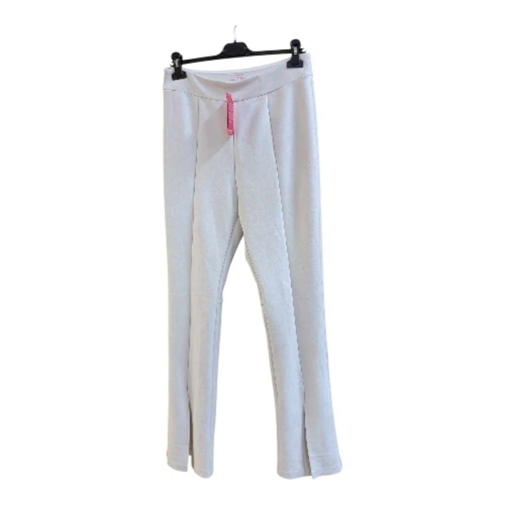 Commando, Faux Suede Split Frotn Pant, Bone, Size Large